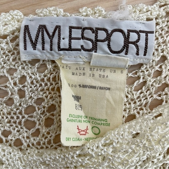 3/$20 ❤️ MYLESPORT Vintage Cream Crocheted Top US S - Picture 6 of 6
